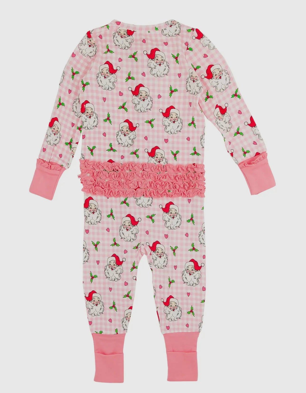 Baby Girls Dear Santa Bamboo Viscose Convertible Ruffle One Piece Pajama
