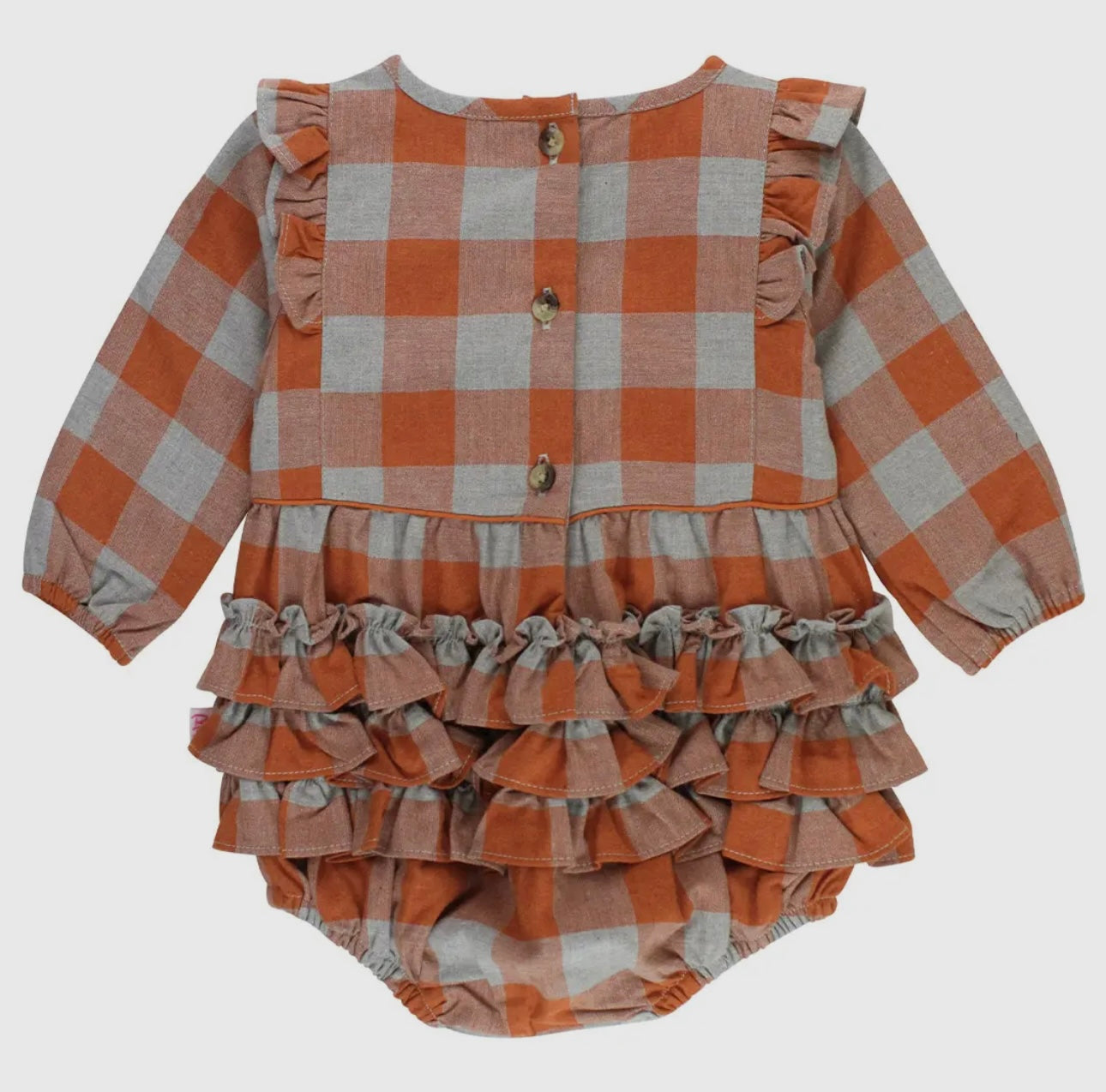 Baby Girls Long Sleeve Ruffle Trim Bubble Romper