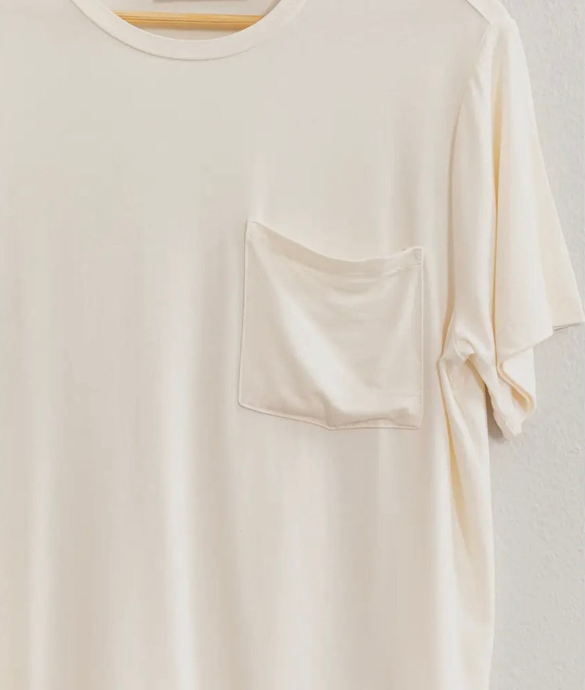 Crew neck pocket top