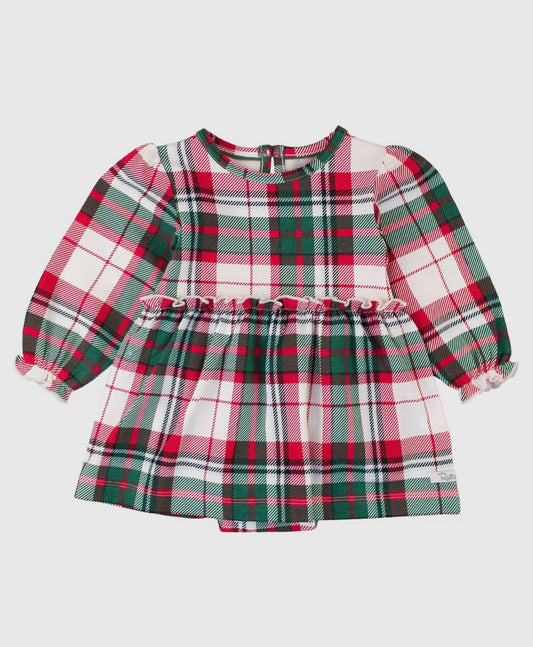 Baby Girls Plaid Knit Long Sleeve Skirted Romper