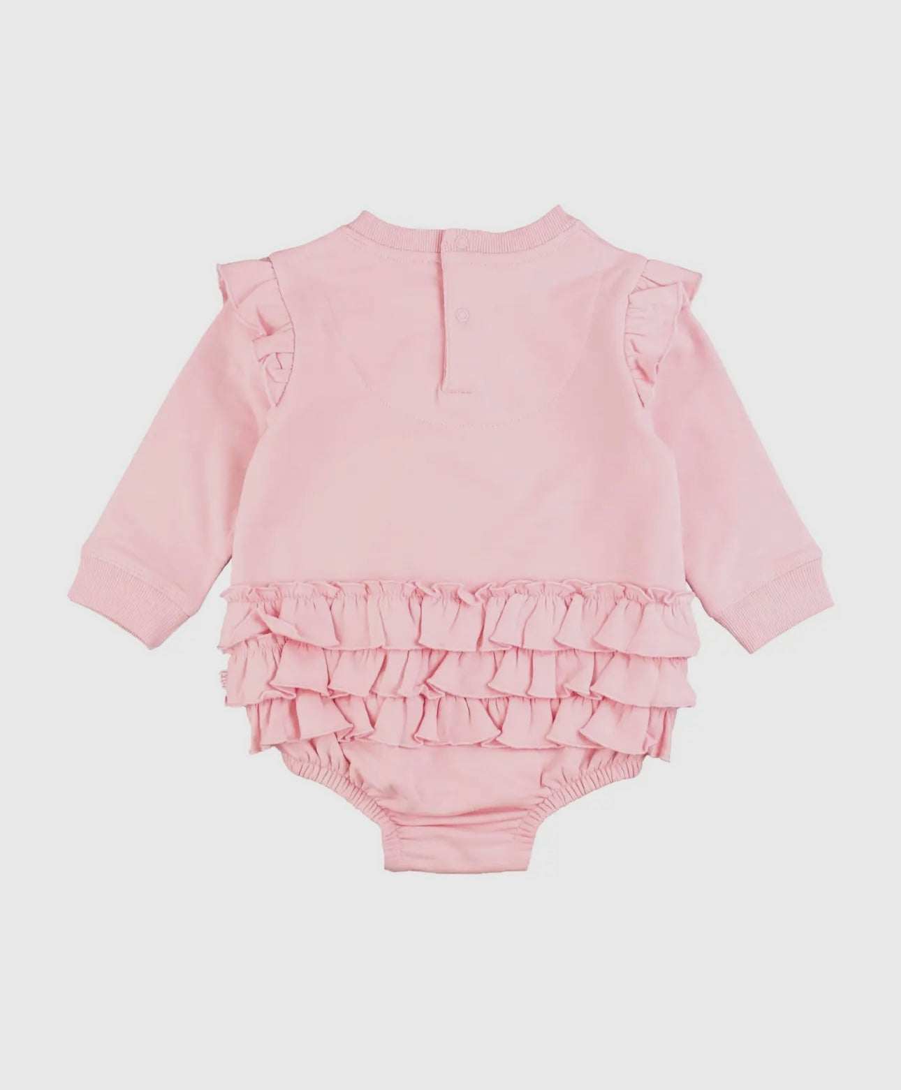 Baby Girls Pink Sweatshirt Bubble Romper