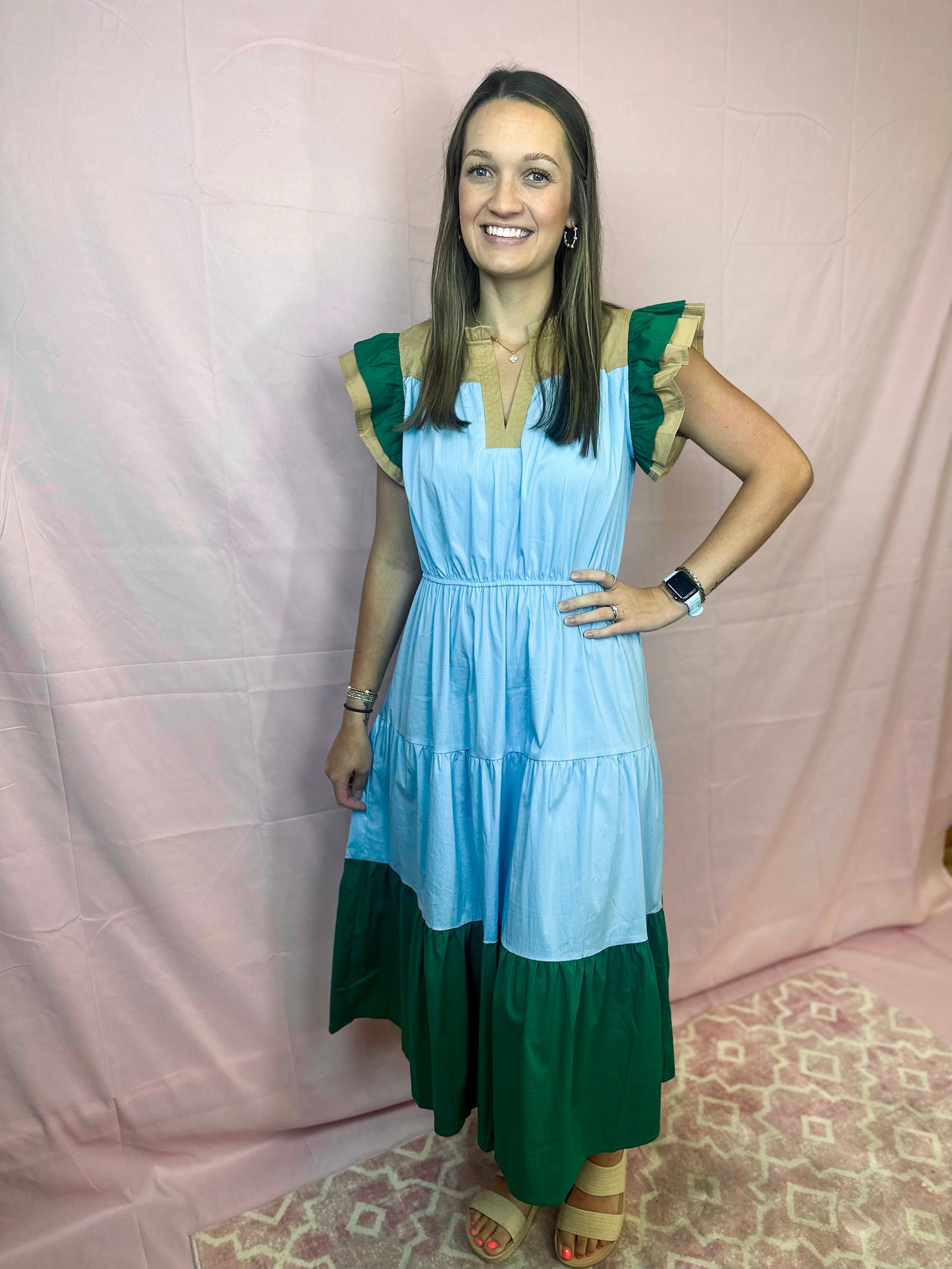 Color Block Poplin Dress