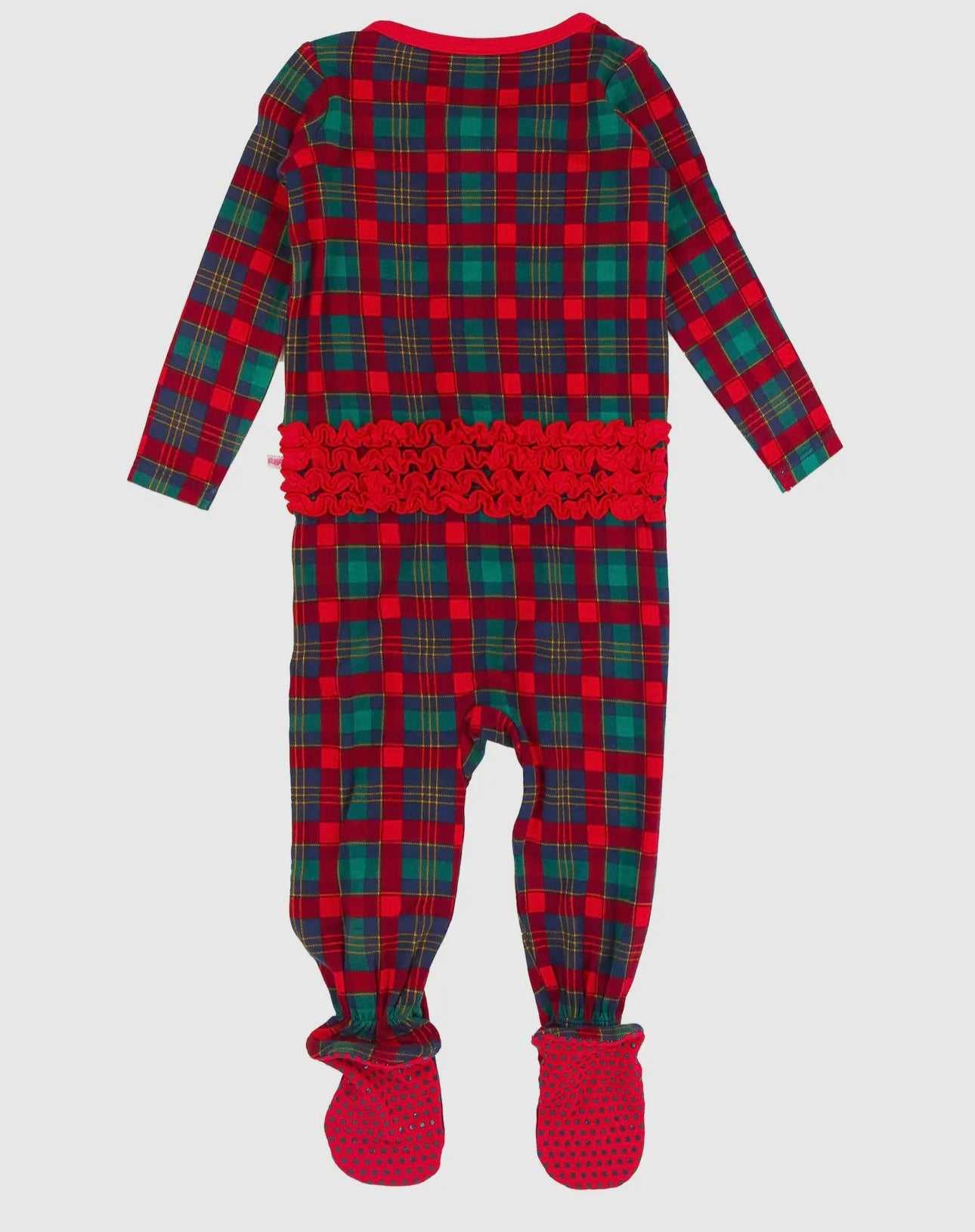 Baby Girls Plaid Bamboo Footed Ruffle One Piece Pajama