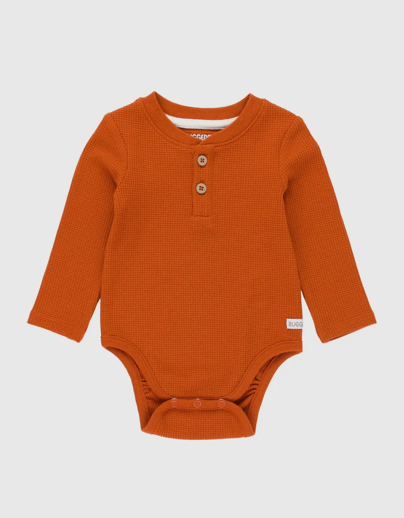 Baby Boys Rust Waffle Knit Henley Bodysuit