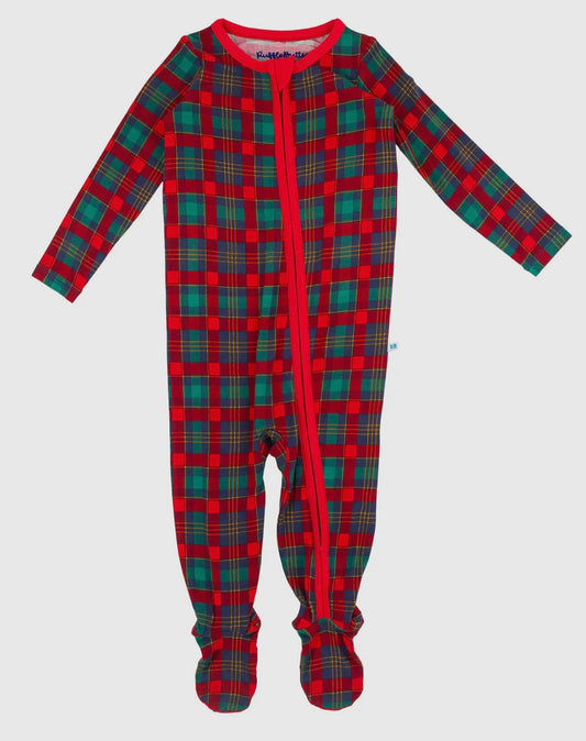 Baby Boys Merry Memories Plaid Bamboo Viscose Footed One Piece Pajama