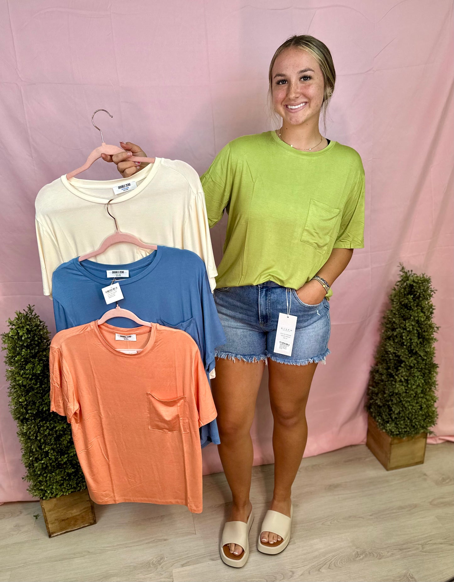 Crew neck pocket top