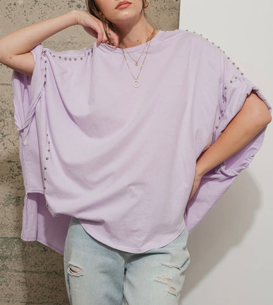 Studded High Low Tee
