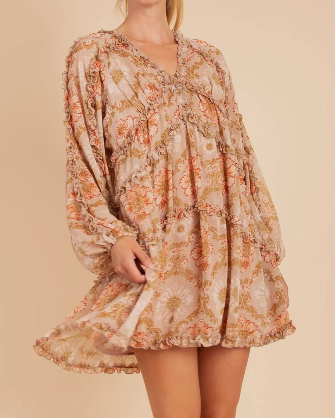 Floral Print Long Sleeve Dress