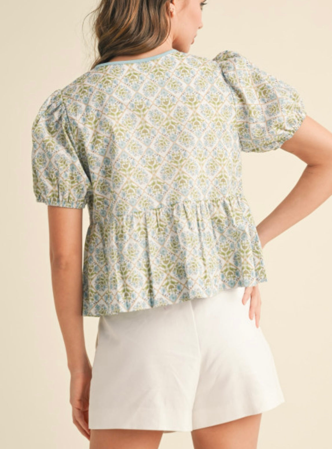 Teal Front Tie Top