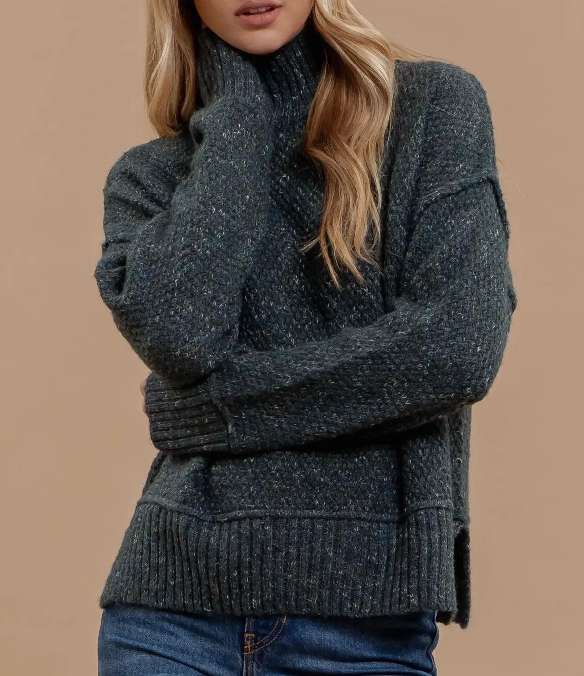 Wool Blend Turtleneck Sweater