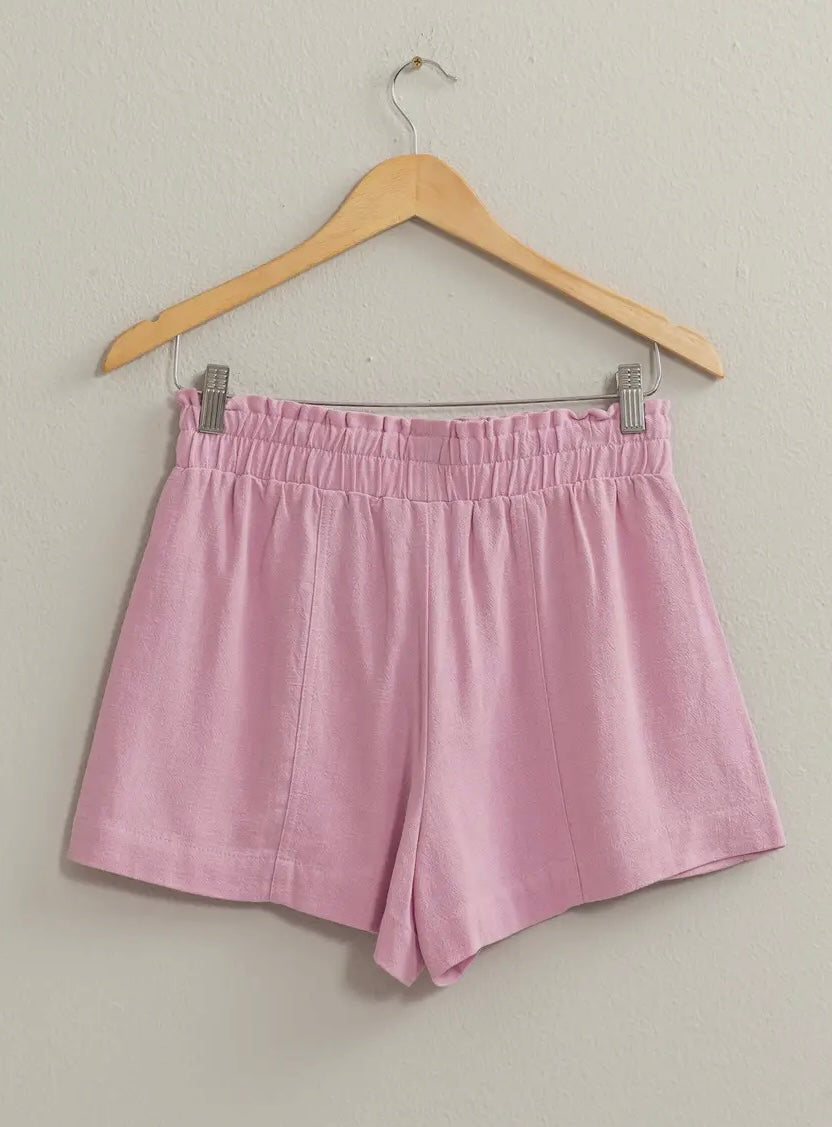 High waisted linen shorts