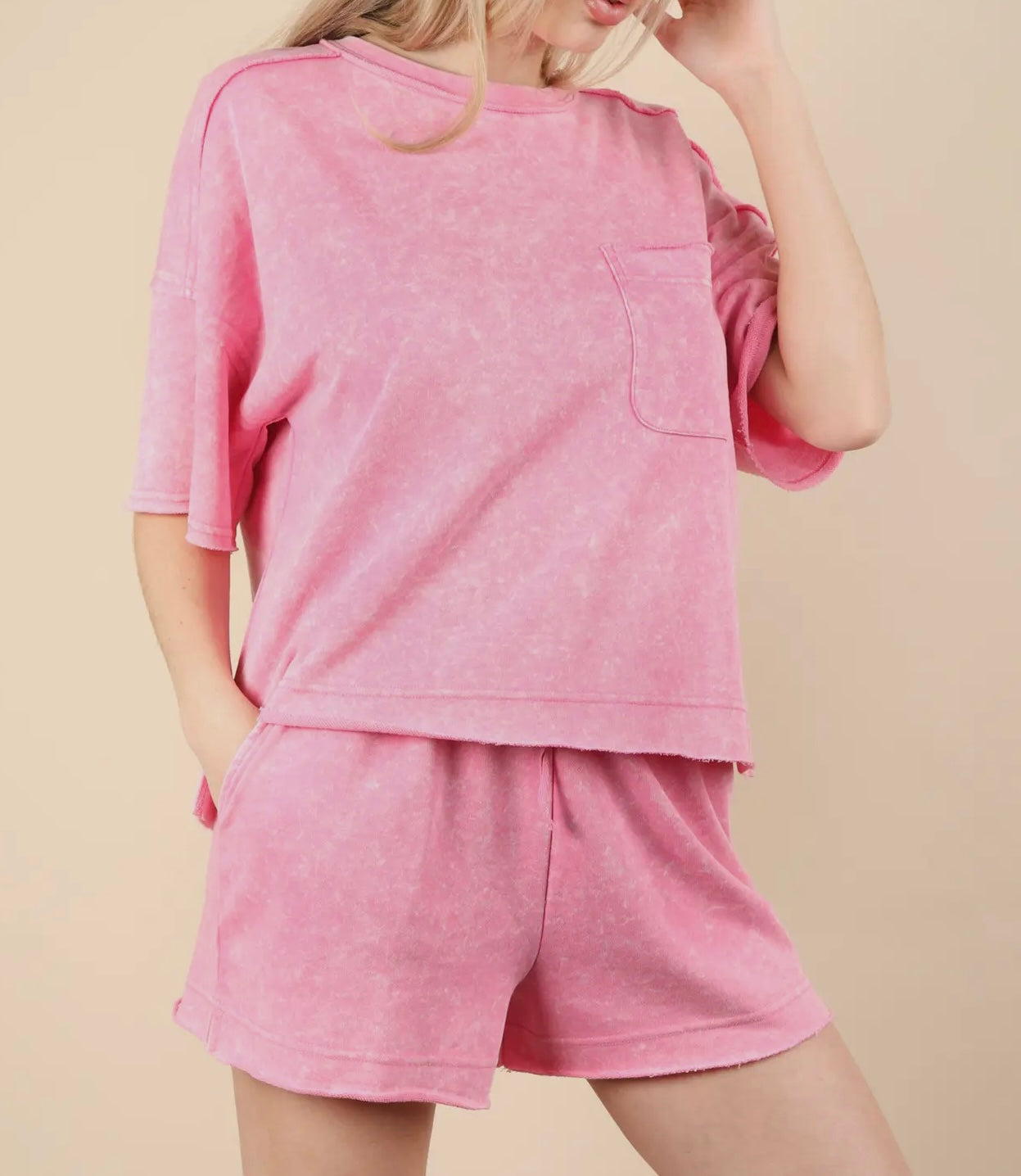 Mineral Washed Top & Shorts Set