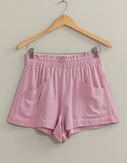 High waisted linen shorts