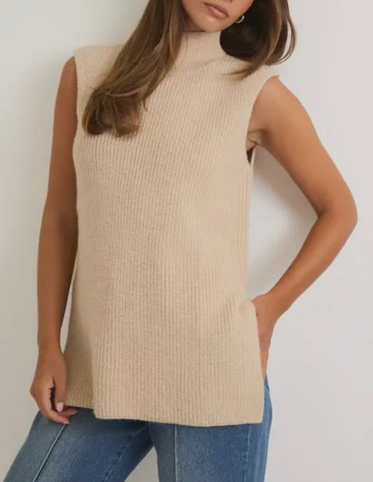 High Neck Sleeveless sweater top