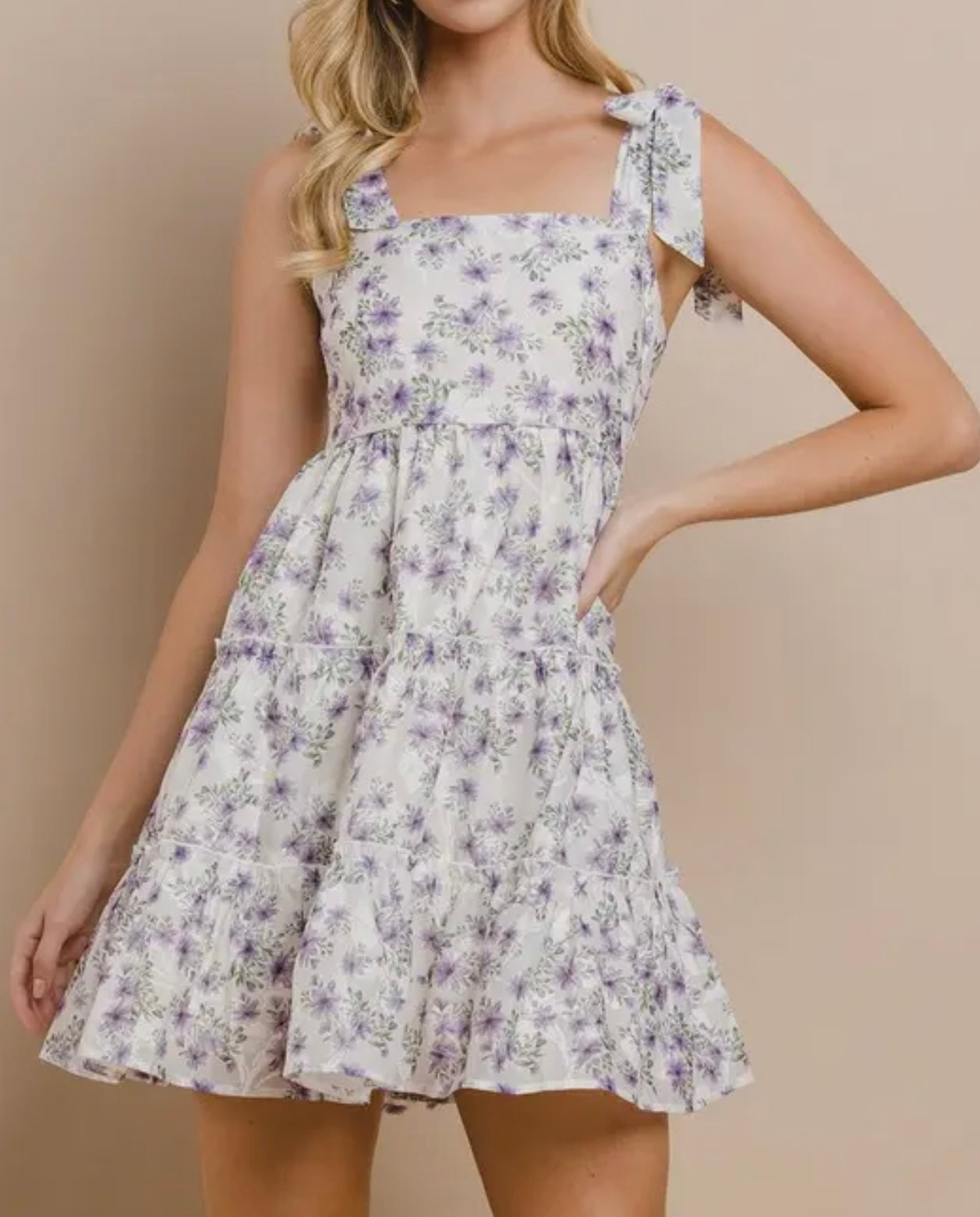 Lavender Floral Tiered Dress