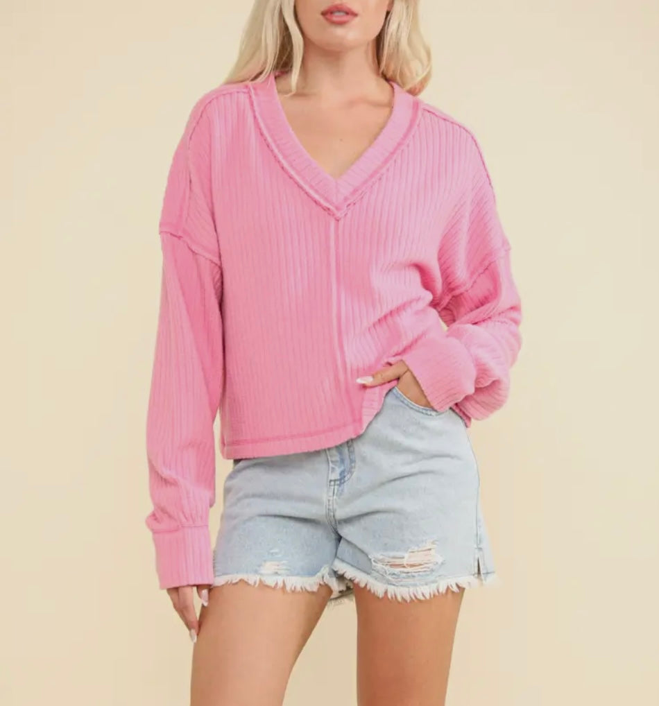 Casual comfy V-Neck knit top