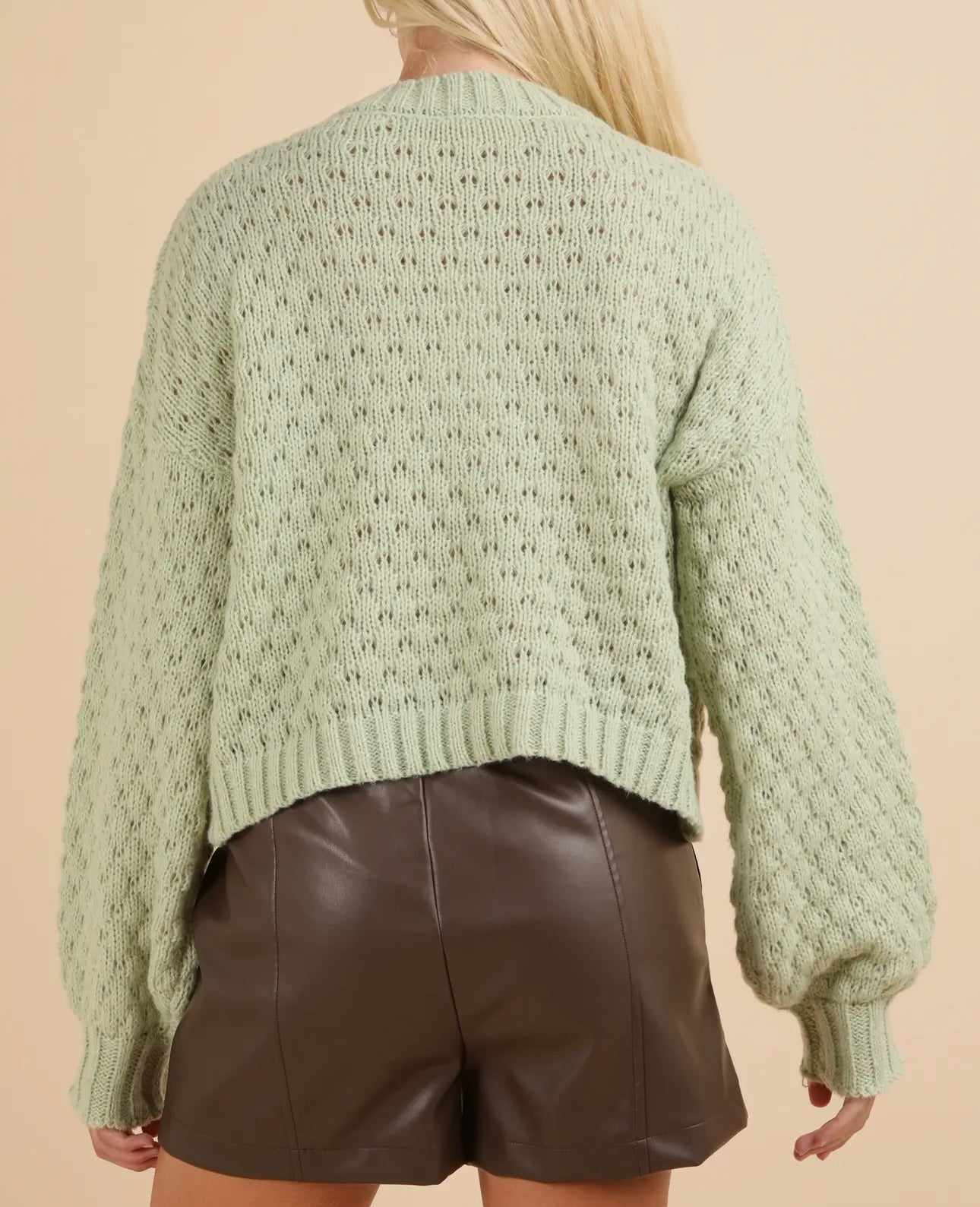 Flower Appliqué Knit Sweater