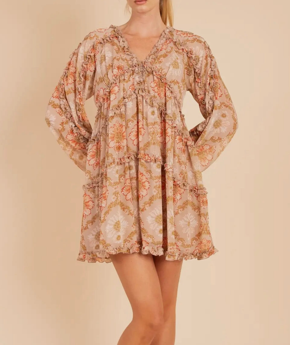 Floral Print Long Sleeve Dress