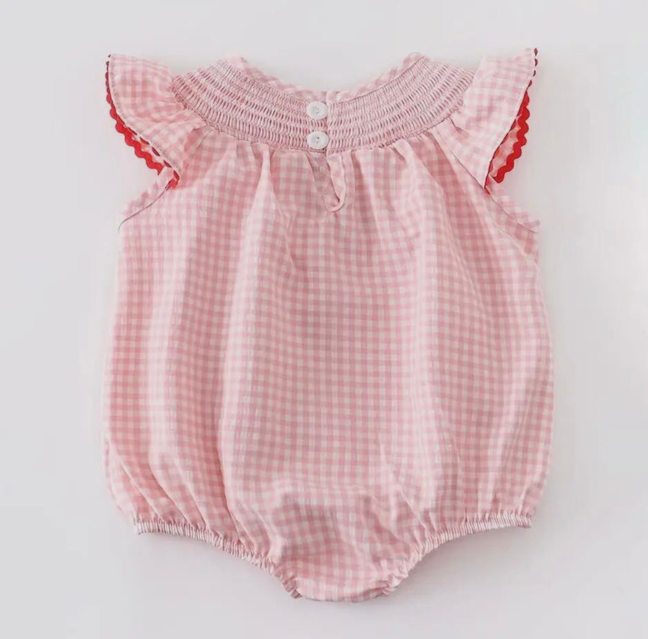 Girls Strawberry Smocked Romper