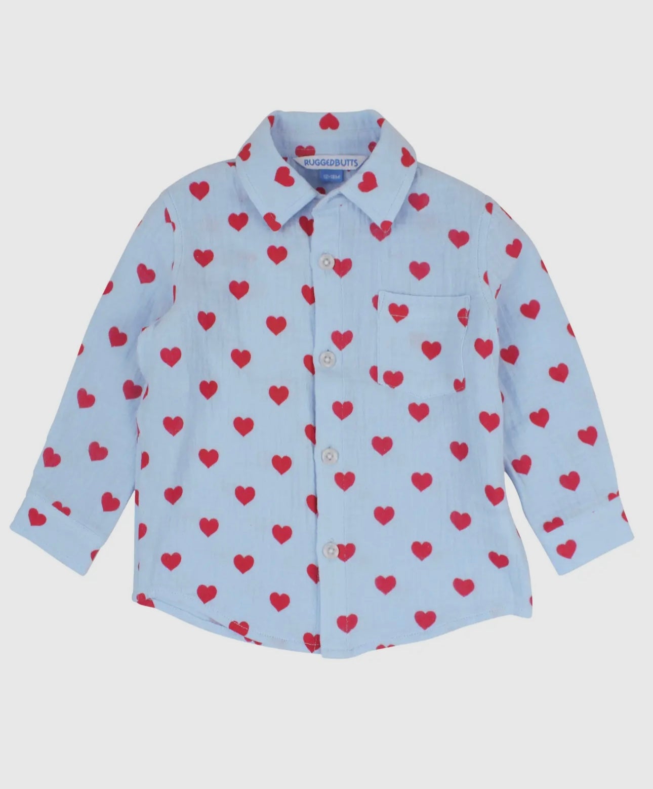 Boys Steal Your Heart Cotton Gauze Long Sleeve Button Down Shirt