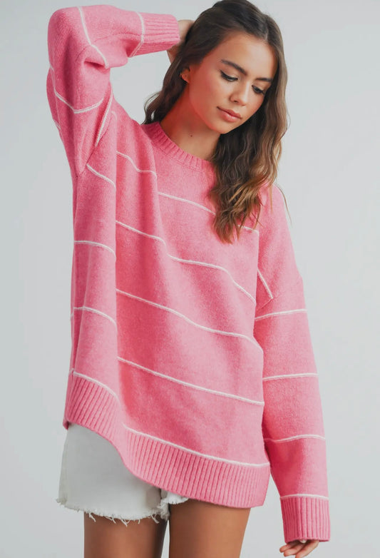 Pink Striped Sweater