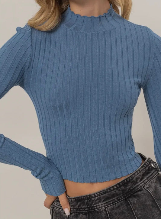 Mock Neck Ribbed knit crop top