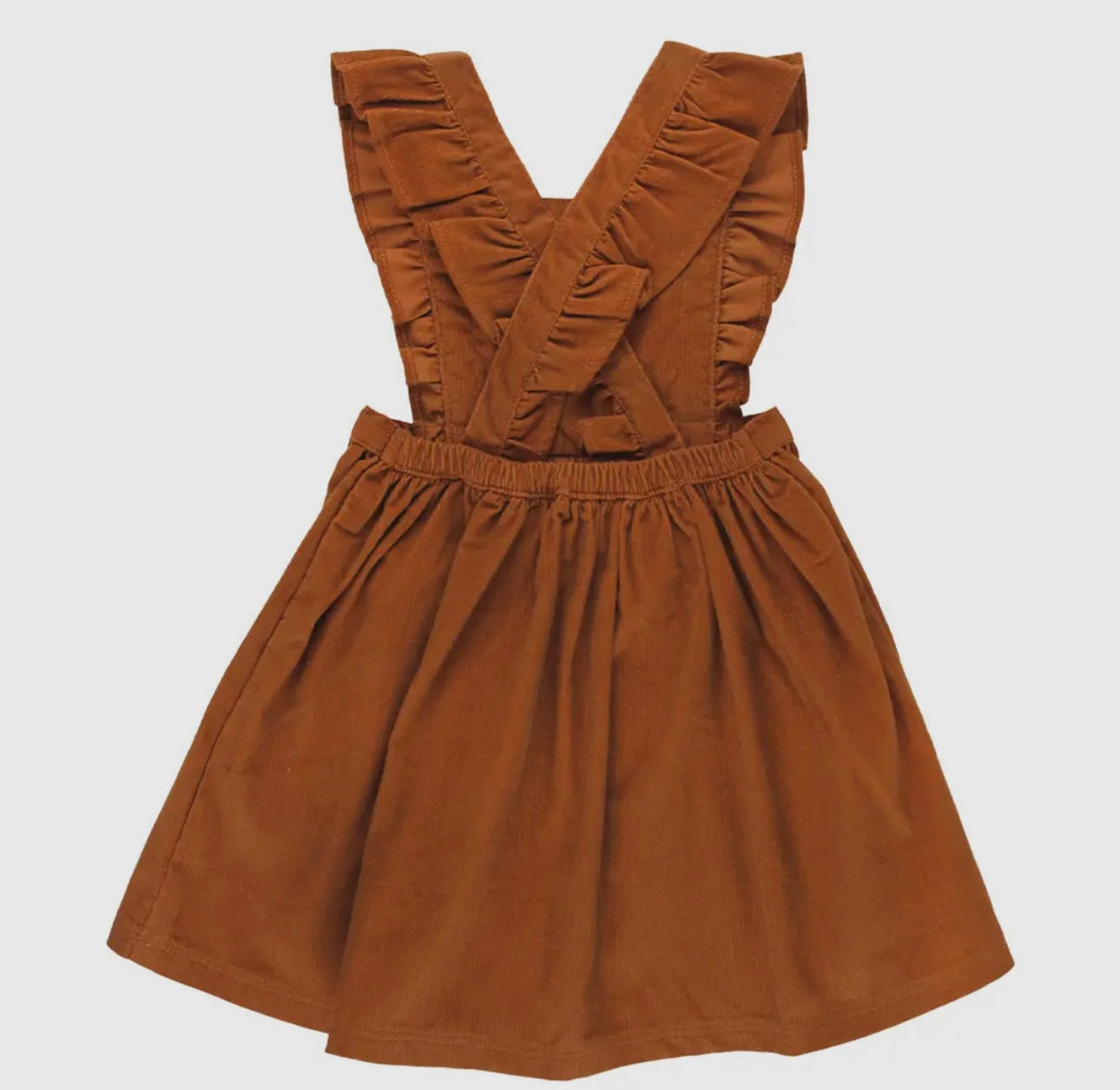 Girls Caramel Corduroy Cross-Back Jumper Dress