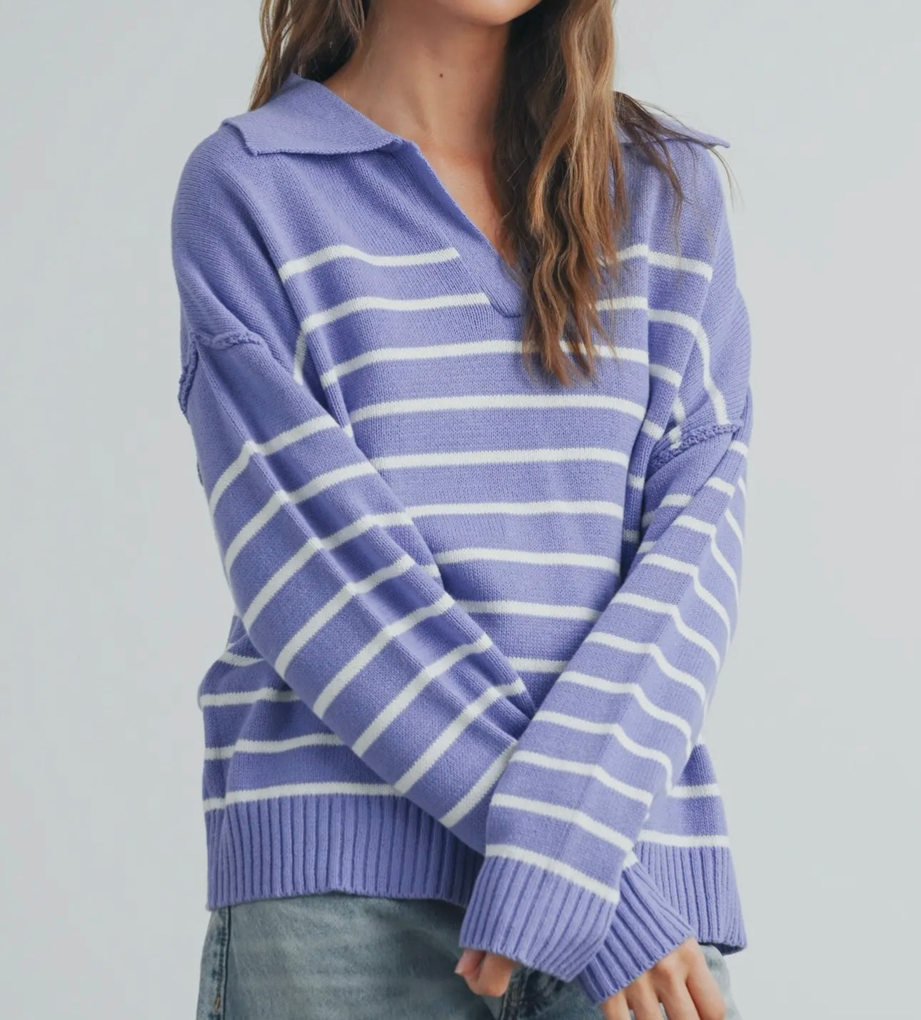V-Neck striped sweater