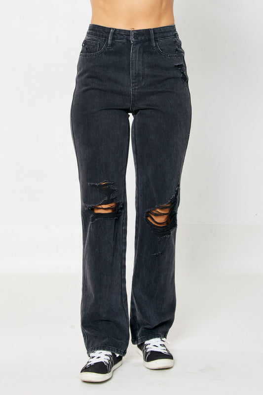 Judy Blue Rigid Magic Straight leg black distressed