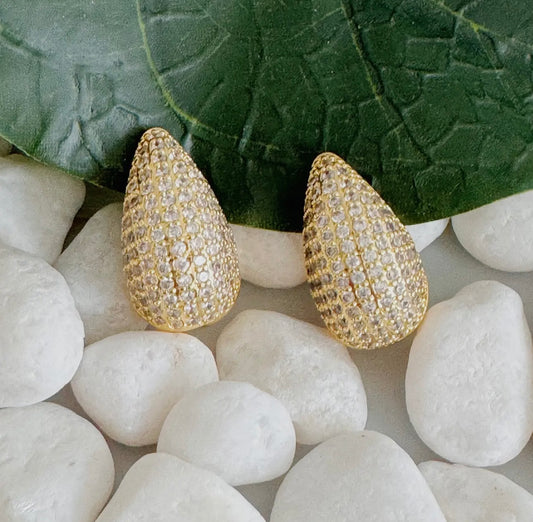 Paved Teardrop Stud Earrings