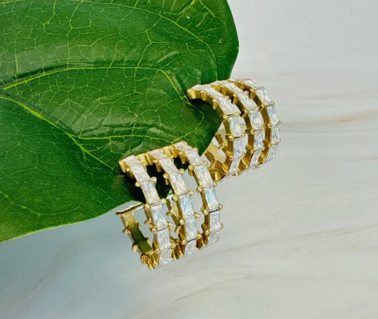 Lined Diamond Huggie hoop earrings