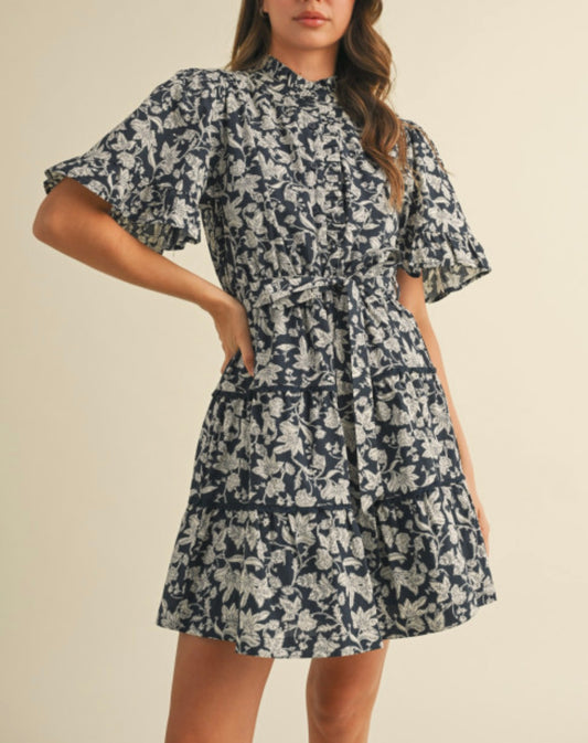 Navy Floral Dress