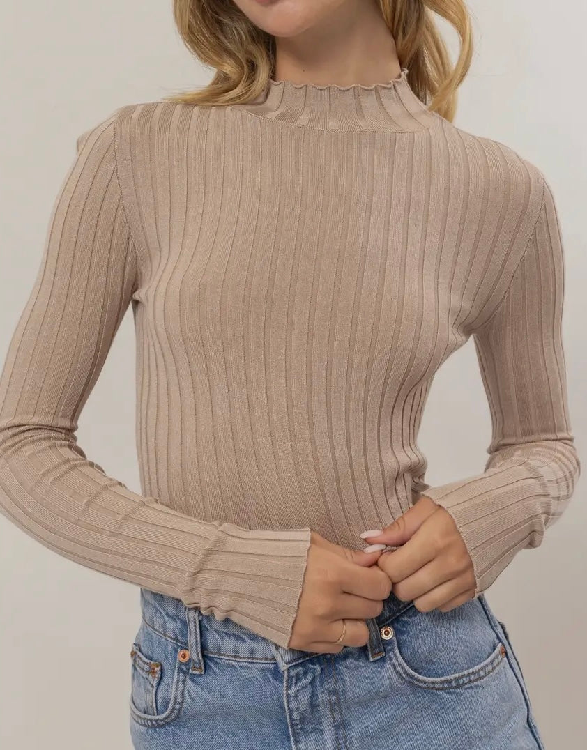 Mock Neck Ribbed knit crop top