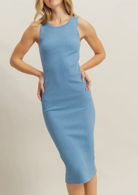Ribbed Sleeveless MIDI Dress