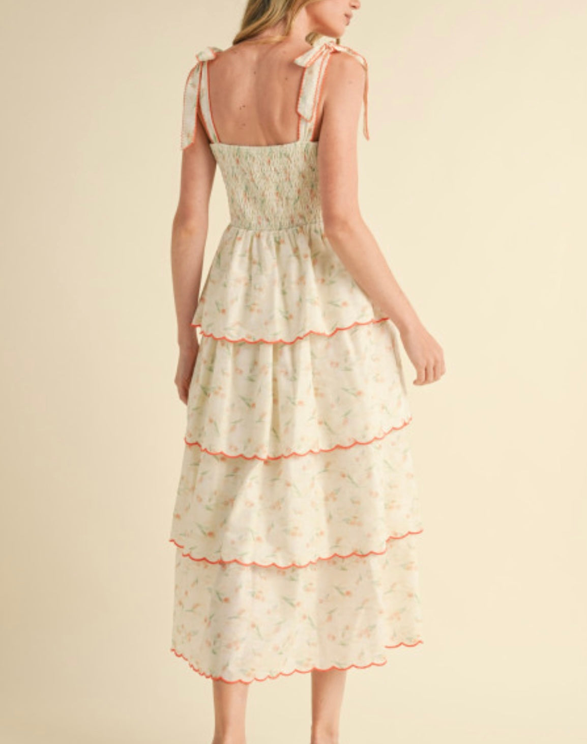 Orange Floral MIDI Dress