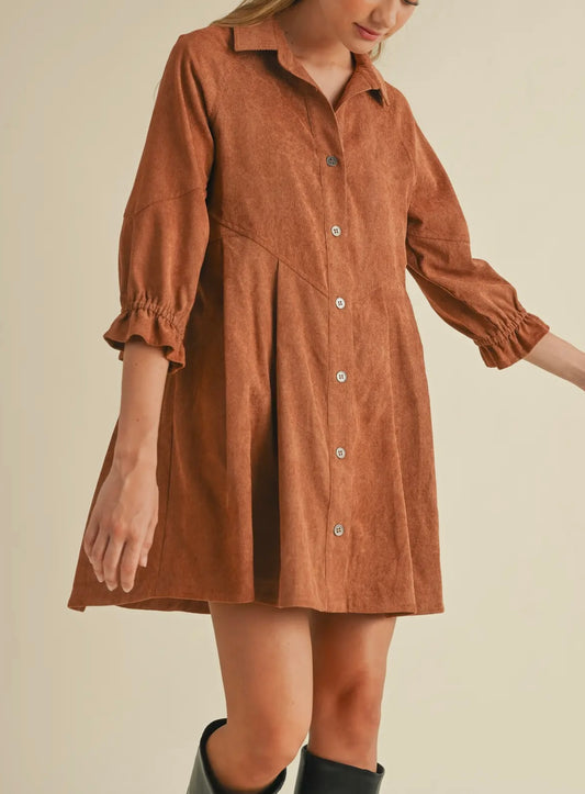 Corduroy Button Down Dress