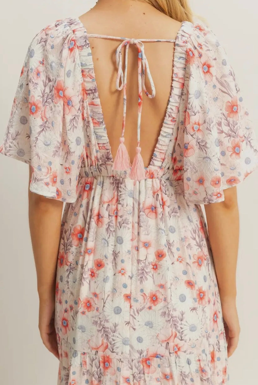 Coral Flowy Maxi Dress